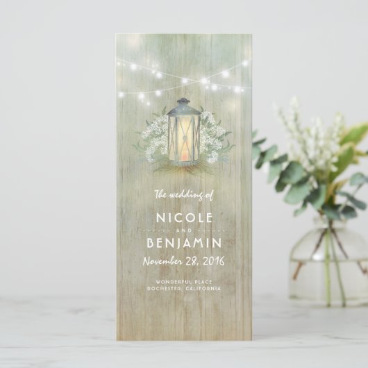 Programme Fer lanterne allume Floral Rustic Wedding Programm (Debout devant)