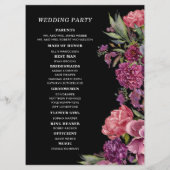 Programme Fête de mariage floral rose violet noir (Dos)