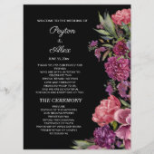 Programme Fête de mariage floral rose violet noir (Devant)