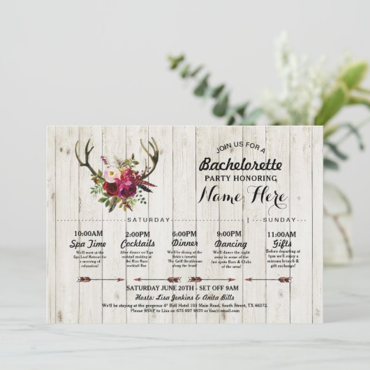 Programme Fête des mariées Itinéraire Bachelorette Antler Ru (Debout devant)