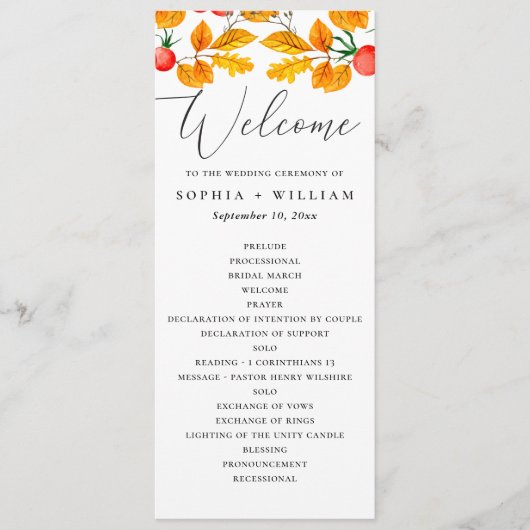 Programme Feuillage d'automne des bois. Mariage de automne a (Devant)