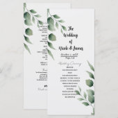 Programme Feuillage minimal de verdure mariage blanc moderne (Devant / Derrière)