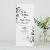 Programme Feuillage minimal de verdure mariage blanc moderne (Debout devant)