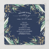 Programme Feuille d'or Vert Mariage bleu marine (Devant)