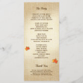 Programme Feuilles d'automne Burlap String Mariage (Dos)