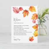 Programme Feuilles d'automne Mariage Bienvenue Lettre & Itin (Debout devant)