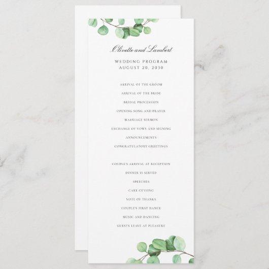 Programme Feuilles de verdure moderne Eucalyptus (Devant / Derrière)