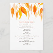 Programme Feuilles orange chute d'aquarelle mariage d'automn (Dos)