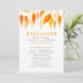 Programme Feuilles orange chute d'aquarelle mariage d'automn (Debout devant)