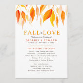 Programme Feuilles orange chute d'aquarelle mariage d'automn (Devant)