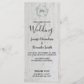 Programme Feuilles rustiques aquarelle sur mariage en bois d (Devant)