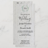 Programme Feuilles rustiques aquarelle sur mariage en bois d (Devant / Derrière)