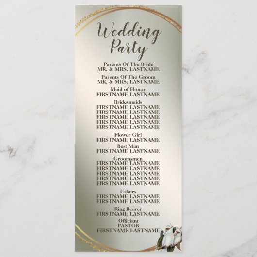 Programme Feuilles verts Cockatoo à la fête de mariage (Dos)