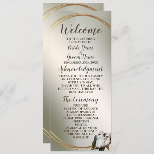 Programme Feuilles verts Cockatoo à la fête de mariage (Devant / Derrière)