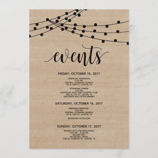 Programme Feux à cordes rustiques Mariage Bienvenue et itiné (Dos)