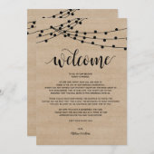 Programme Feux à cordes rustiques Mariage Bienvenue et itiné (Devant / Derrière)