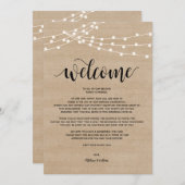 Programme Feux à cordes rustiques Mariage Bienvenue et itiné (Devant / Derrière)