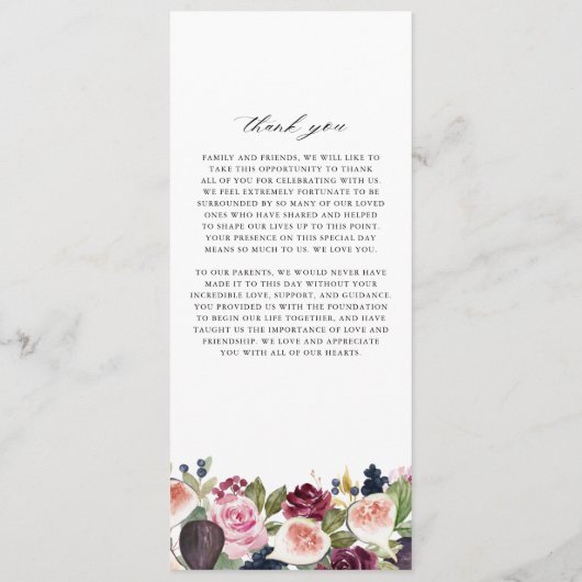 Programme Figes d'aquarelle et Mariage de automne de fleurs (Dos)