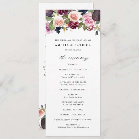 Programme Figes d'aquarelle et Mariage de automne de fleurs (Devant / Derrière)