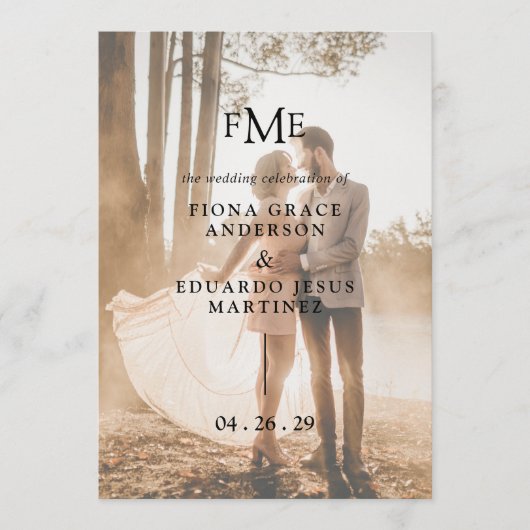 Programme Fiona Photo Gras Monogramme Mariage Moderne (Devant)