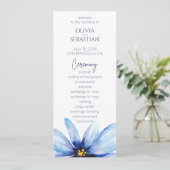 Programme Fleur bleue minimaliste mariage élégant (Debout devant)