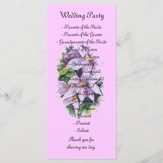 Programme Fleur de clematis d'aquarelle (Dos)