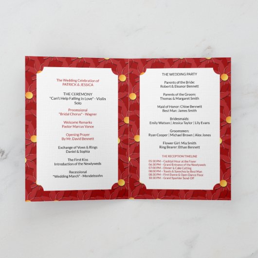 Programme Fleur géométrique rouge et or (Intérieur)