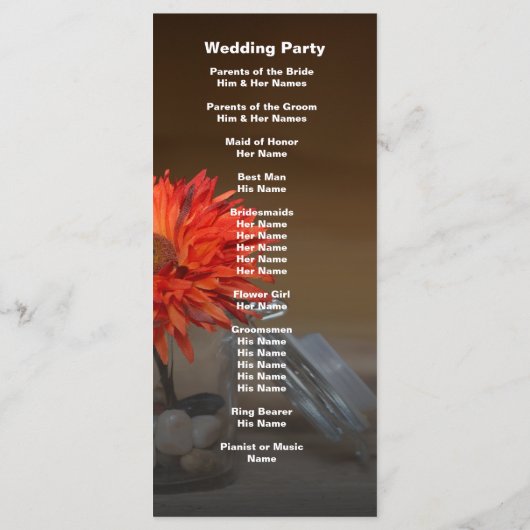 Programme Fleur orange dans le Mariage Jar de Mason (Dos)