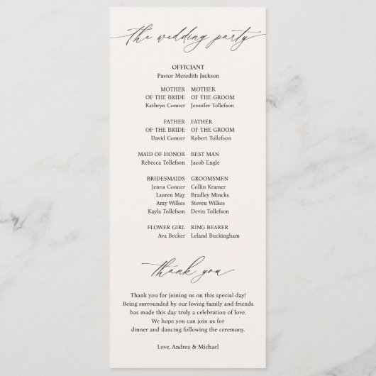 Programme Fleur sauvage Boho Elegant Mariage de automne (Dos)