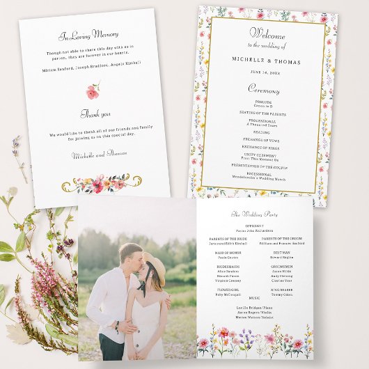 Programme Fleur sauvage d'aquarelle Mariage d'été du printem