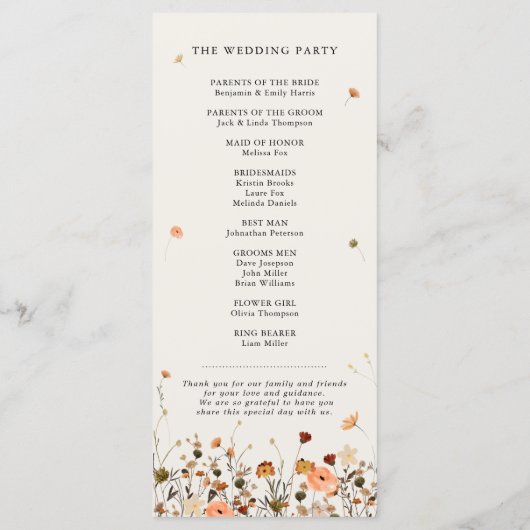 Programme Fleur sauvage de automne Jardin Floral Boho Chic m (Dos)