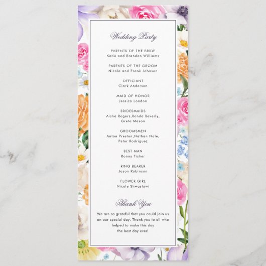 Programme Fleur sauvage de fleurs botaniques de printemps Ma (Dos)