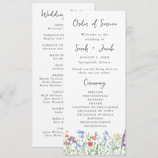 Programme Fleur sauvage de printemps Boho Garden Wedding Pro (Devant / Derrière)