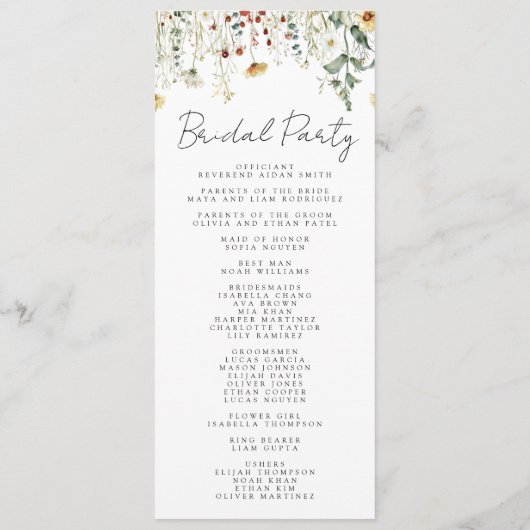 Programme Fleur sauvage d'été Mariage de terrain (Dos)