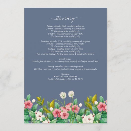 Programme Fleur sauvage Periwinkle Dusty Blue Mariage Itinér (Dos)