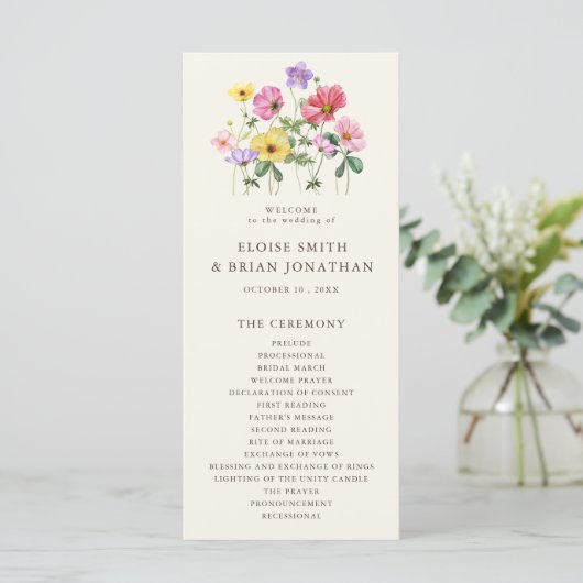 Programme Fleur sauvage Rustic Chic Floral Mariage campagnar (Debout devant)