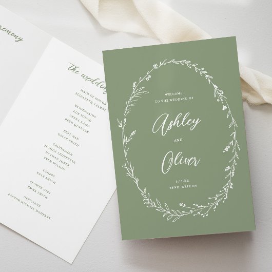 Programme Fleur sauvage rustique Sage Green Mariage de couro