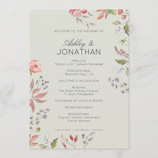 Programme Fleur sauvage simple et intemporel Sage Mariage ve (Devant)