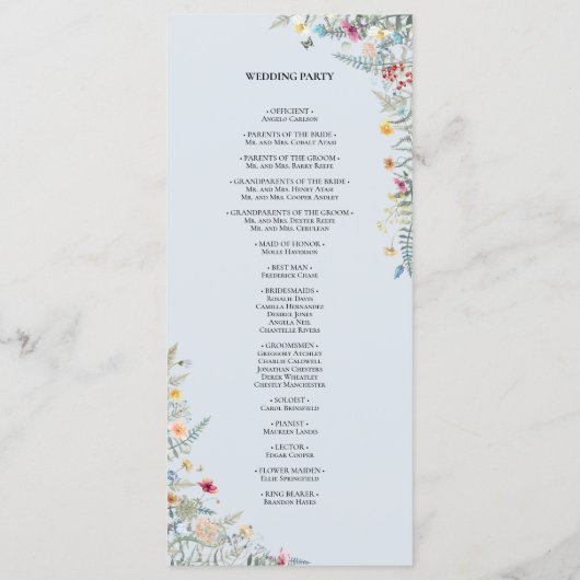 Programme Fleur sauvage simple Fern Dusty Blue Mariage plat (Dos)