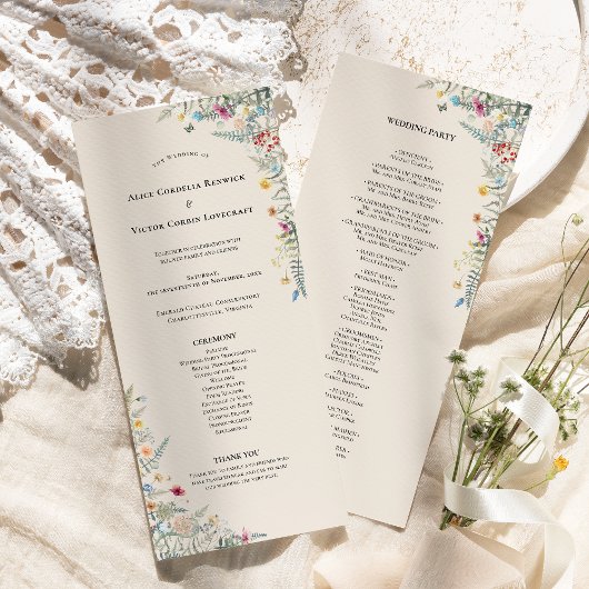 Programme Fleur sauvage simple Fern Mariage beige plat