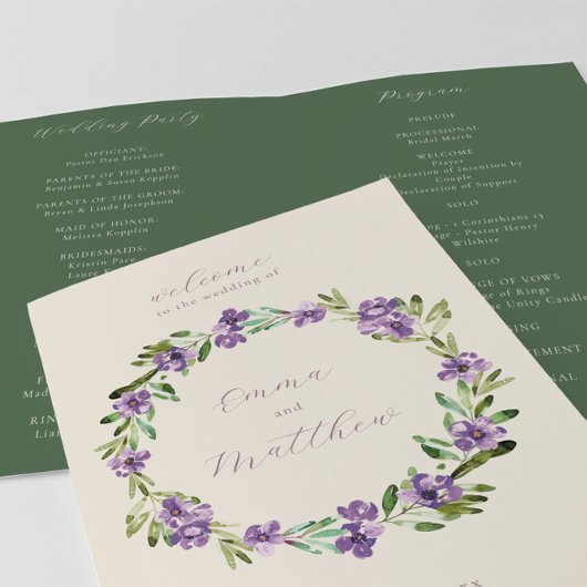 Programme Fleur violet de la couronne botanique pliée