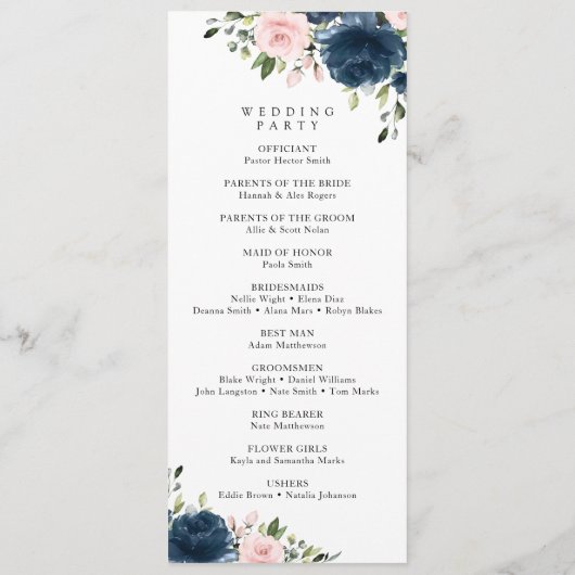 Programme Fleurs bleues de la Marine, Fleurs roses, Programm (Dos)