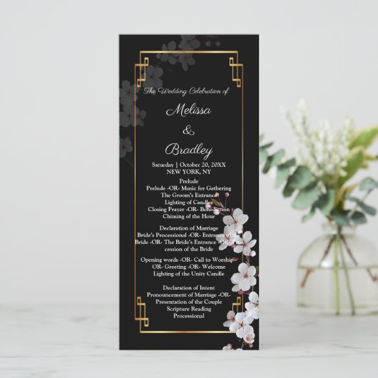 Programme Fleurs cerises blanches et cadre doré (Debout devant)