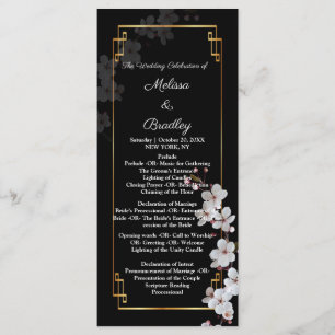 Programme Fleurs cerises blanches et cadre doré