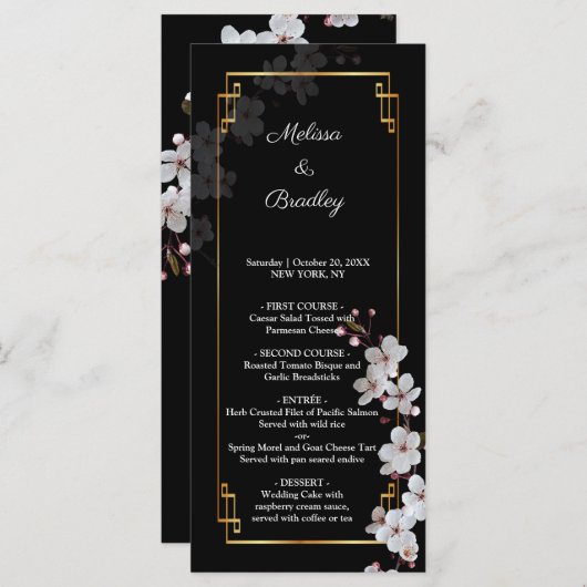 Programme Fleurs cerises blanches et cadre doré (Devant / Derrière)