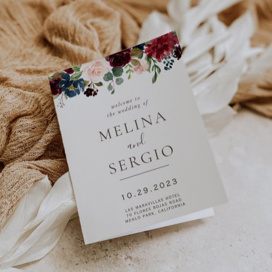 Programme Fleurs classiques élégantes Mariage pliées