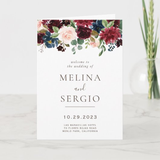 Programme Fleurs classiques élégantes Mariage pliées (Devant)