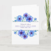 Programme fleurs d'anémone bleu mariage aquarelle art (Devant)