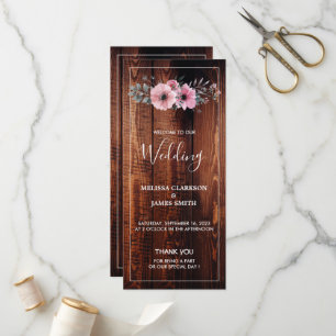 Programme Fleurs d'aquarelle rustique sur mariage de bois de