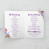 Programme Fleurs d'aquarelle violet et rose Mariage plié (Intérieur)
